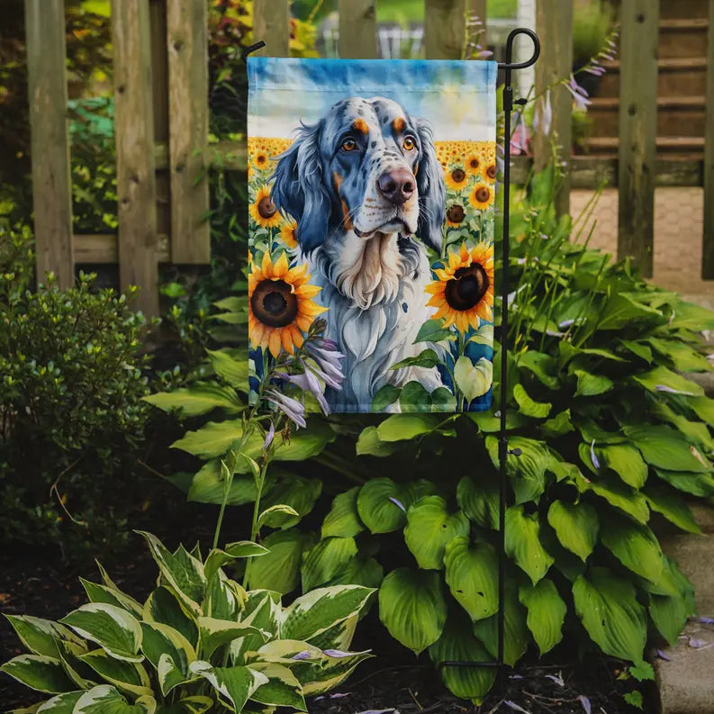 English Setter in Sunflowers Garden Flag Caroline's Treasures