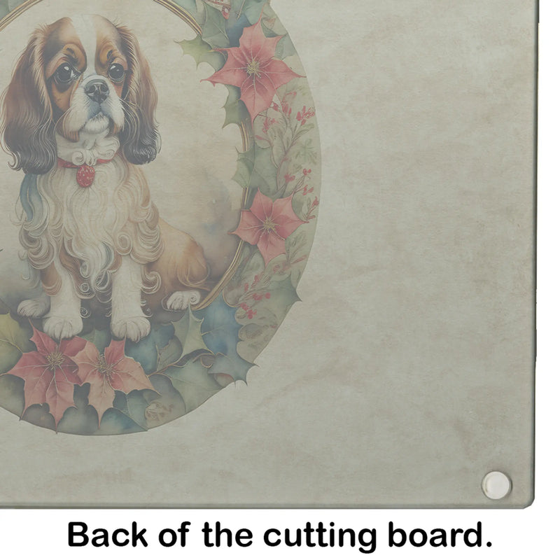 English Toy Spaniel Christmas Flowers Glass Cutting Board Caroline's Treasures