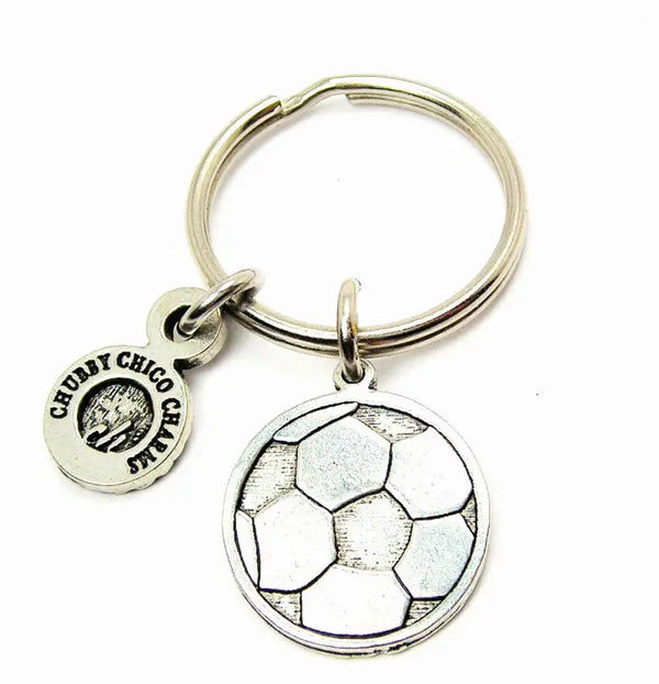 Engraved Soccer Ball Key Chain Chico Charms