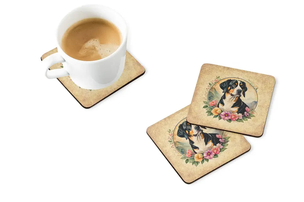 Entlebucher Mountain Dog and Flowers Pair of Pot Holders Caroline's Treasures