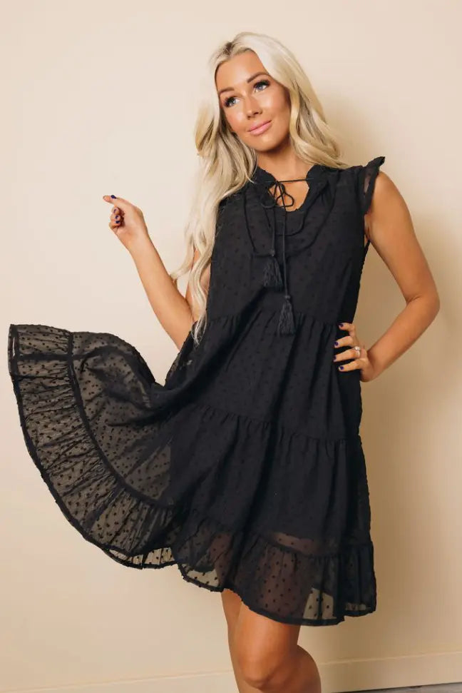 Esme Tiered Babydoll Mini Dress Stay Warm in Style