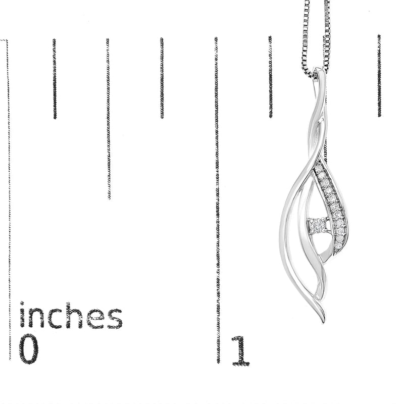 Espira 10K White Gold Round Diamond Accented Open Cascade Twist 18" Pendant Necklace (1/10 Cttw, J-K Color, I1-I2 Clarity) Infinite Jewels