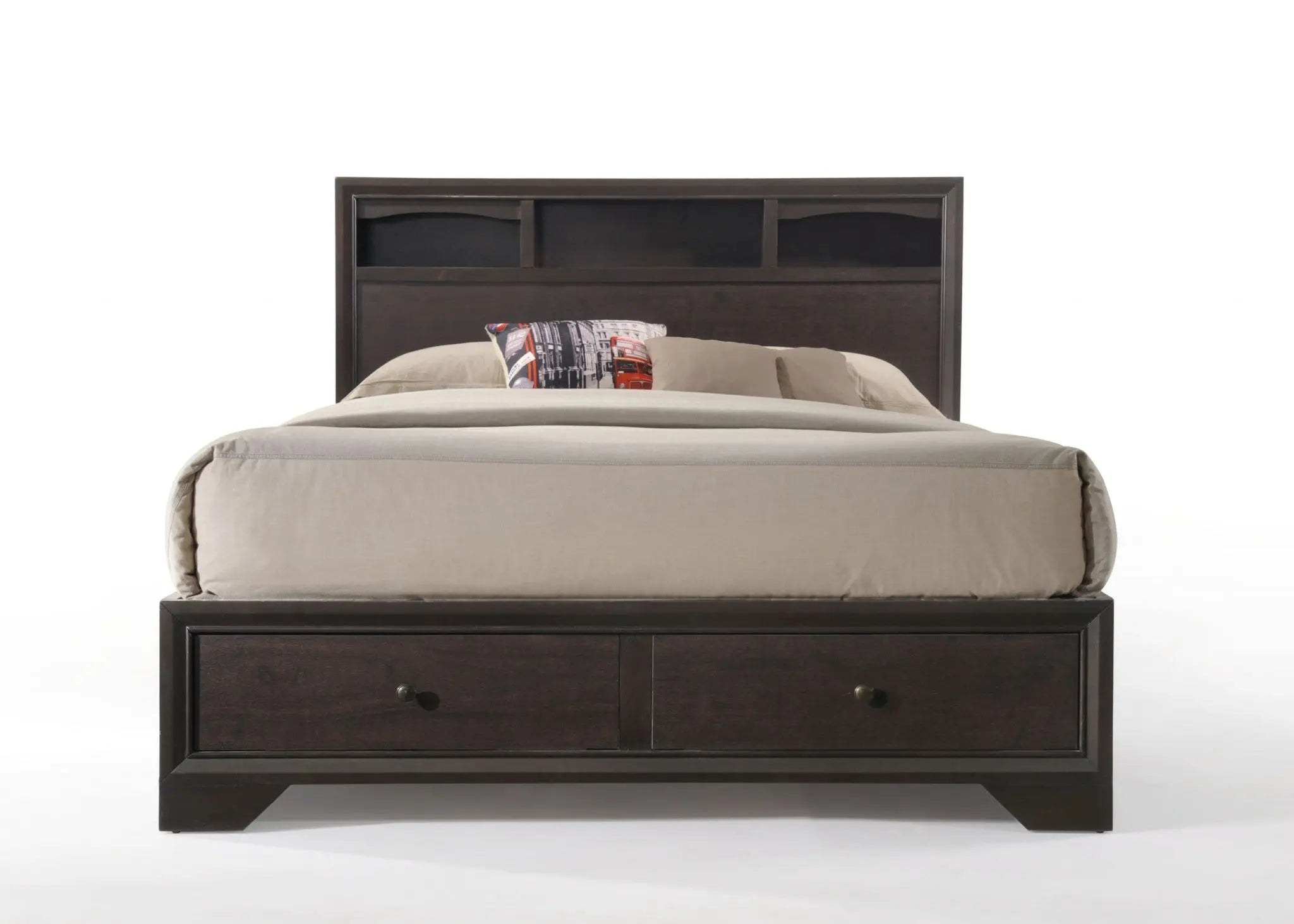 Espresso Solid Wood Queen Bed Frame With Drawers Homeroots Bed & Bath