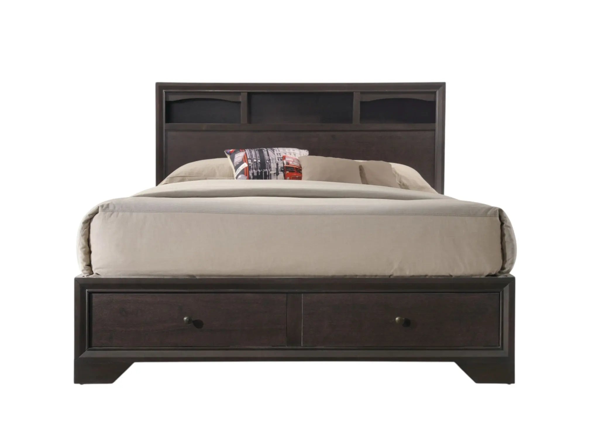 Espresso Solid Wood Queen Bed Frame With Drawers Homeroots Bed & Bath
