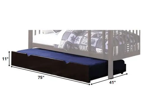 Espresso Solid Wood Twin Bed Frame With Trundle Homeroots Bed & Bath