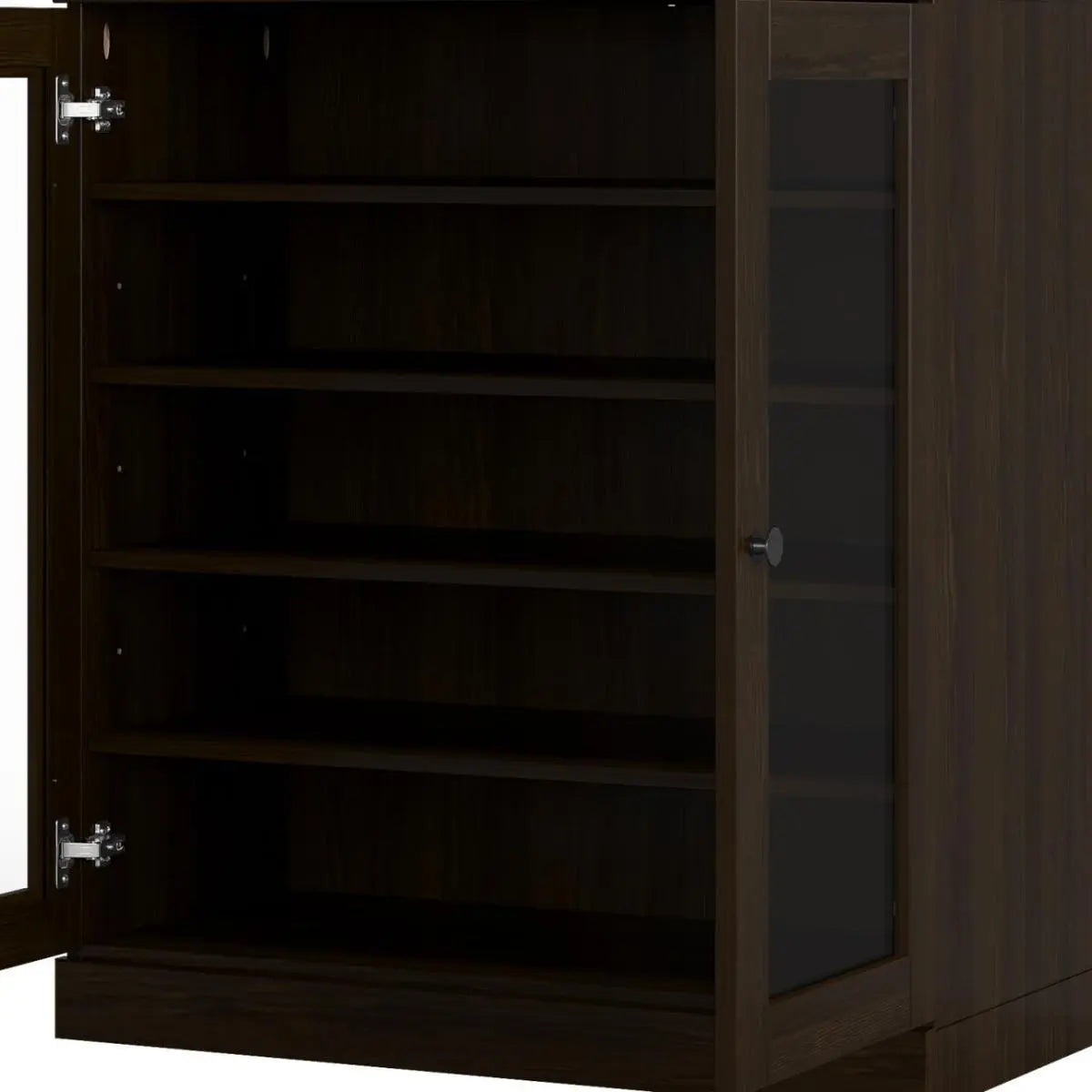 Espresso Twenty Pair Solid WoodShoe Storage Cabinet Homeroots Organization