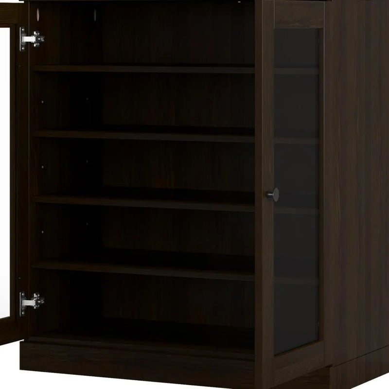 Espresso Twenty Pair Solid WoodShoe Storage Cabinet Homeroots Organization