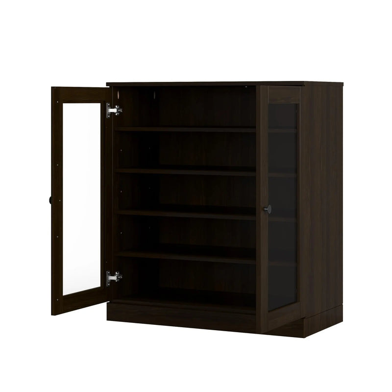 Espresso Twenty Pair Solid WoodShoe Storage Cabinet Homeroots Organization
