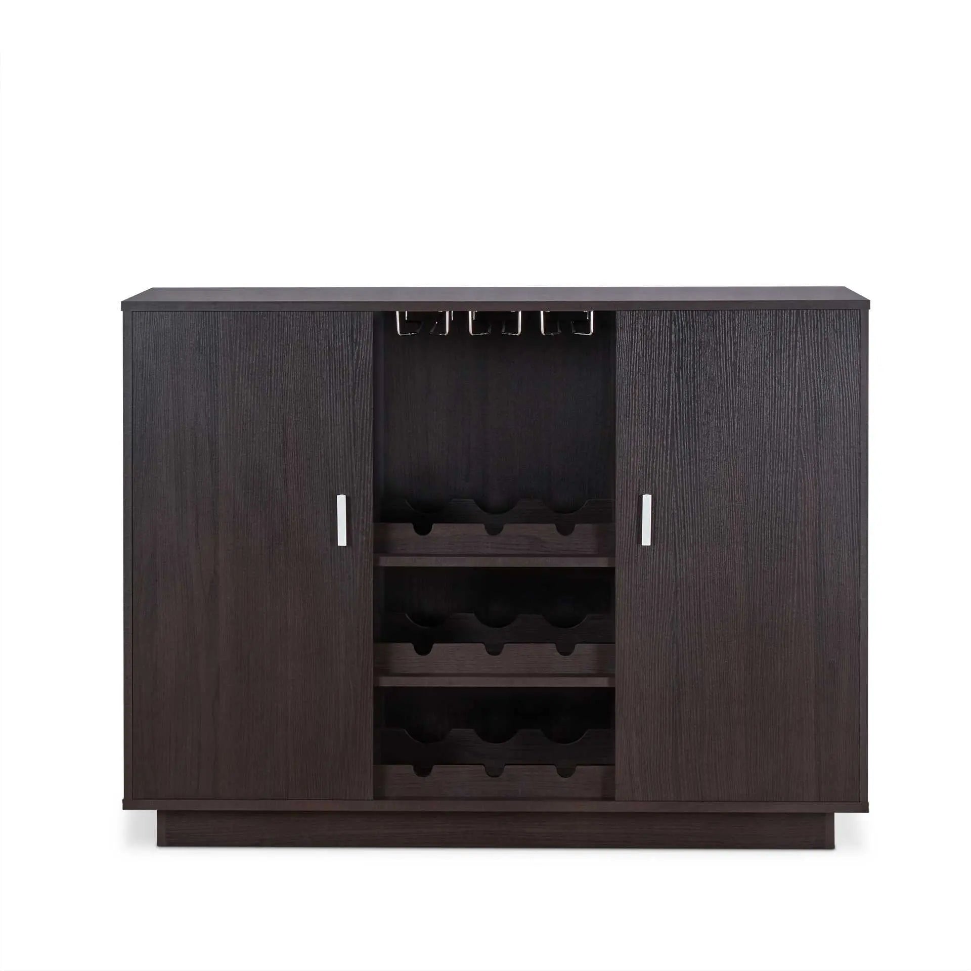 Espresso Wood Finish Wine And Stemware Cabinet Homeroots Kitchen & Dining