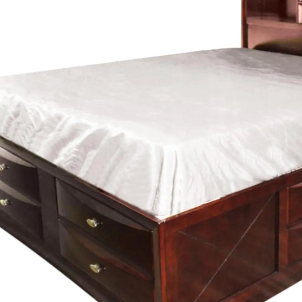Espresso Wood Queen Bed Frame With Drawers Homeroots Bed & Bath