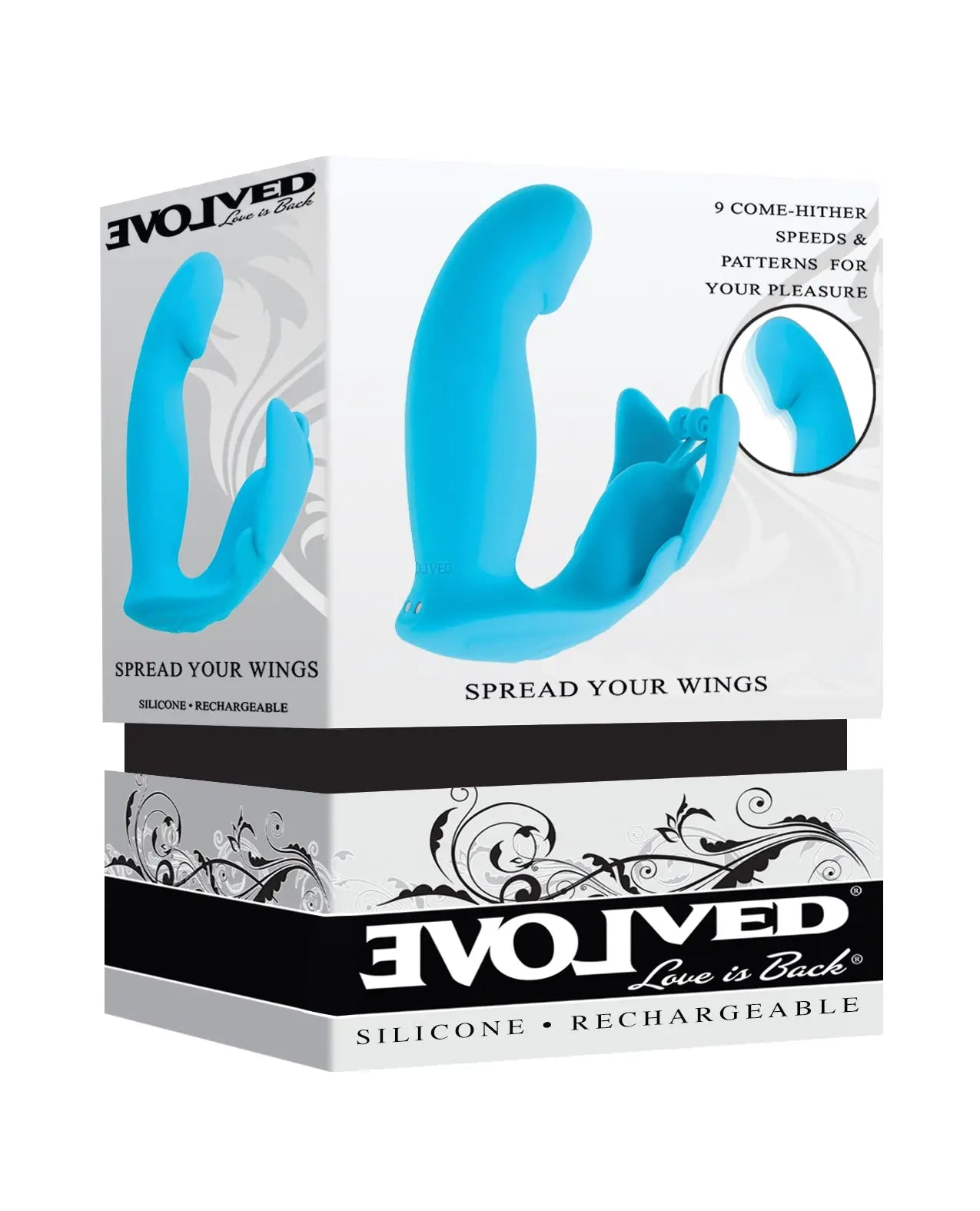 Evolved Spread Your Wings Rabbit Vibrator - Blue - GreatEagleInc