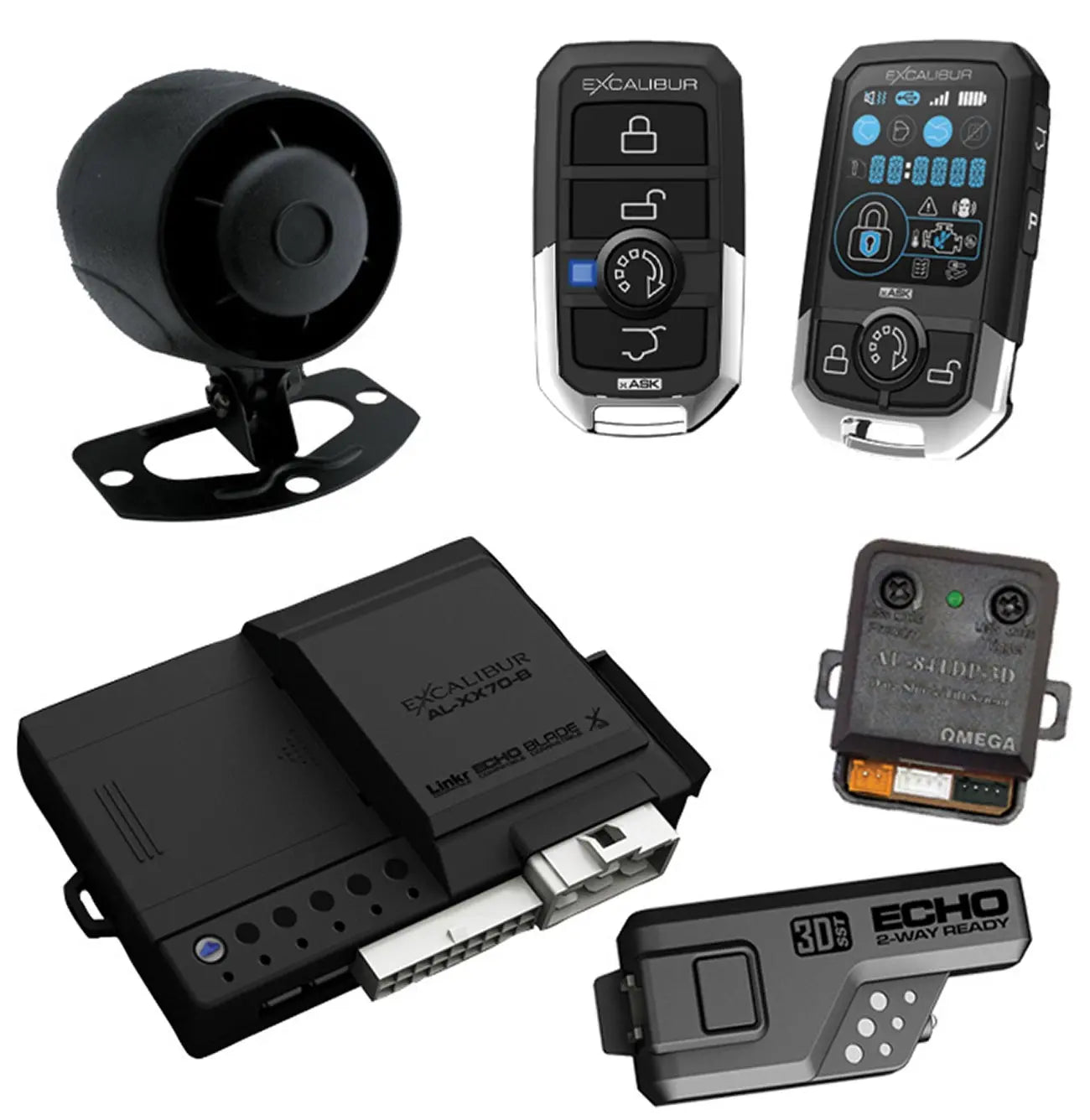 Excalibur Car Alarm/remote Start With 3-color Lcd 2-way Remote & 1500 Foot Range Excalibur Alarms