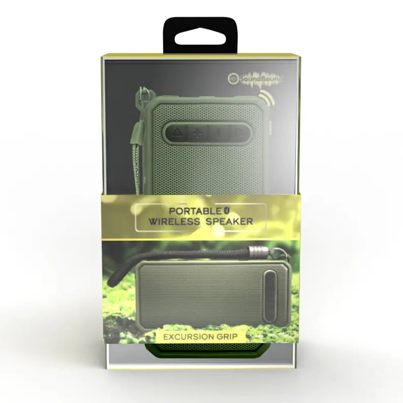 Excursion Grip Rugged Grill Rectangular Bluetooth Speaker Hunter Green Soundbound