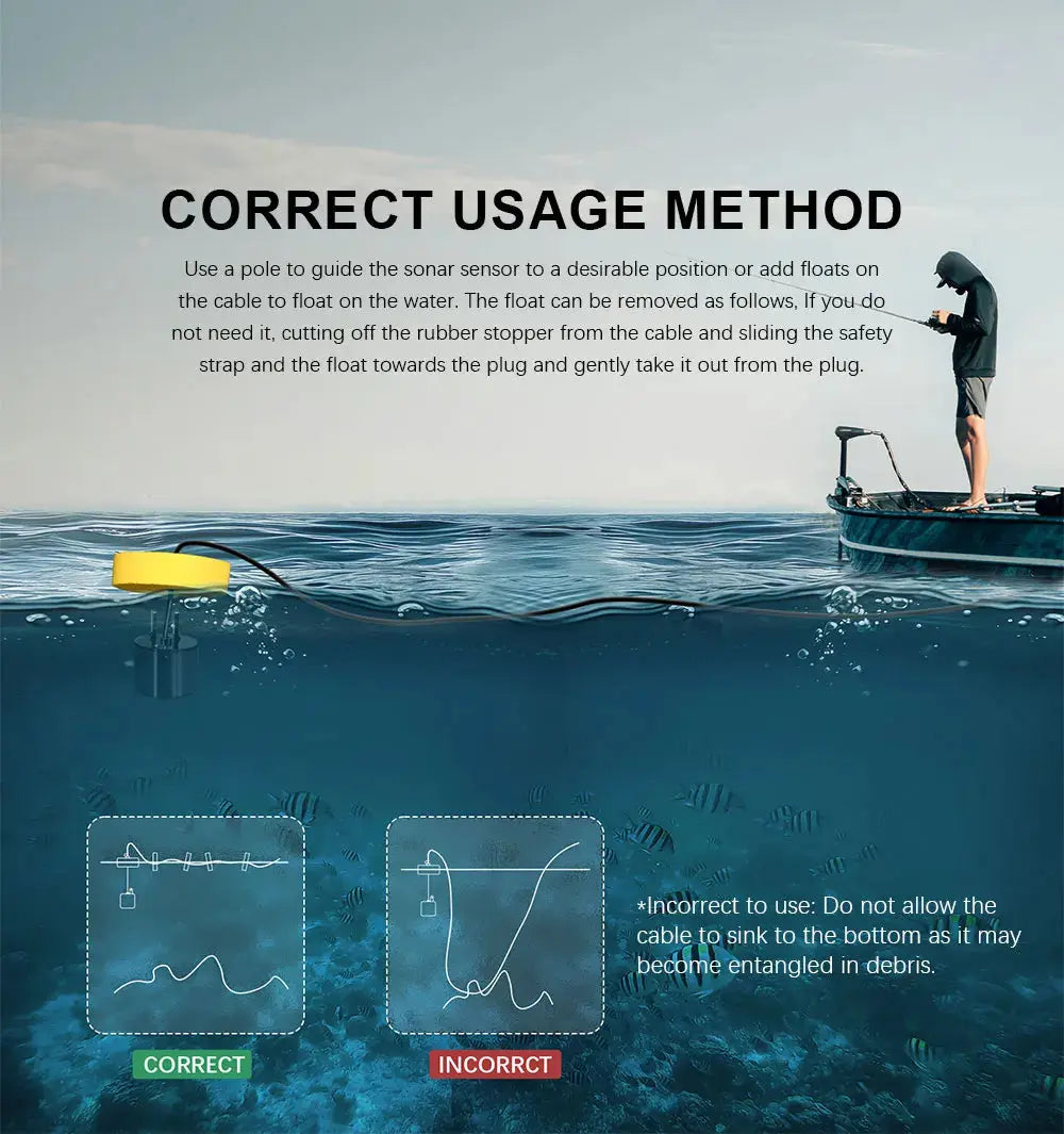 FFC1108-1 Alarm 100M Portable Sonar Fish Finders 45 degrees Sonar Coverage Echo Sounder Alarm Transducer Lake Sea Fishing GreatEagleInc