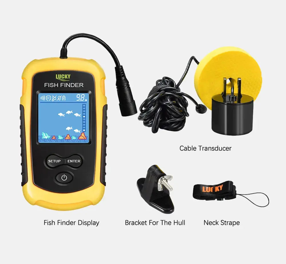 FFC1108-1 Alarm 100M Portable Sonar Fish Finders 45 degrees Sonar Coverage Echo Sounder Alarm Transducer Lake Sea Fishing GreatEagleInc