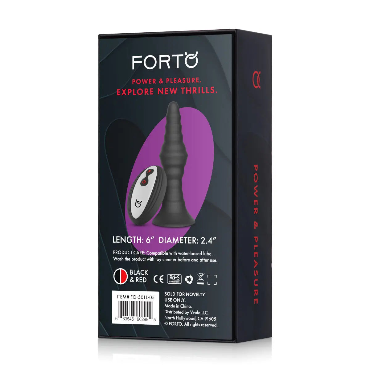 FORTO Vibrating Large Remote Ribbed Plug FORTO