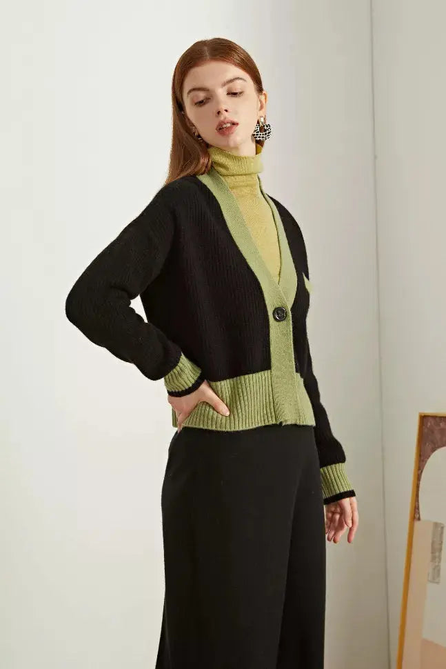 Fangyan | Clely Black Wool Cardigan Fangyan