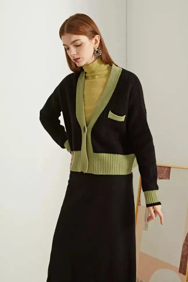 Fangyan | Clely Black Wool Cardigan Fangyan