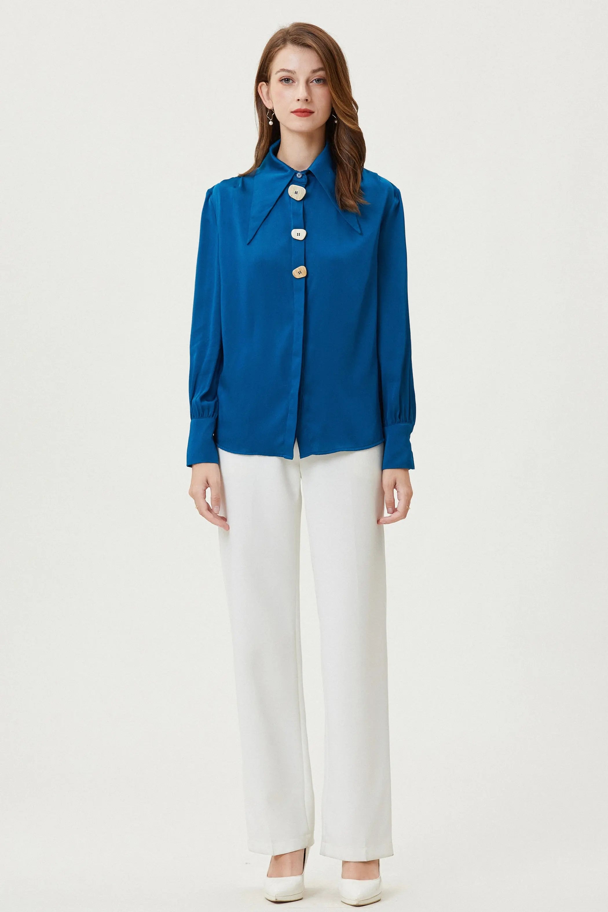 Fangyan | Delphinium Silk Shirt Fangyan