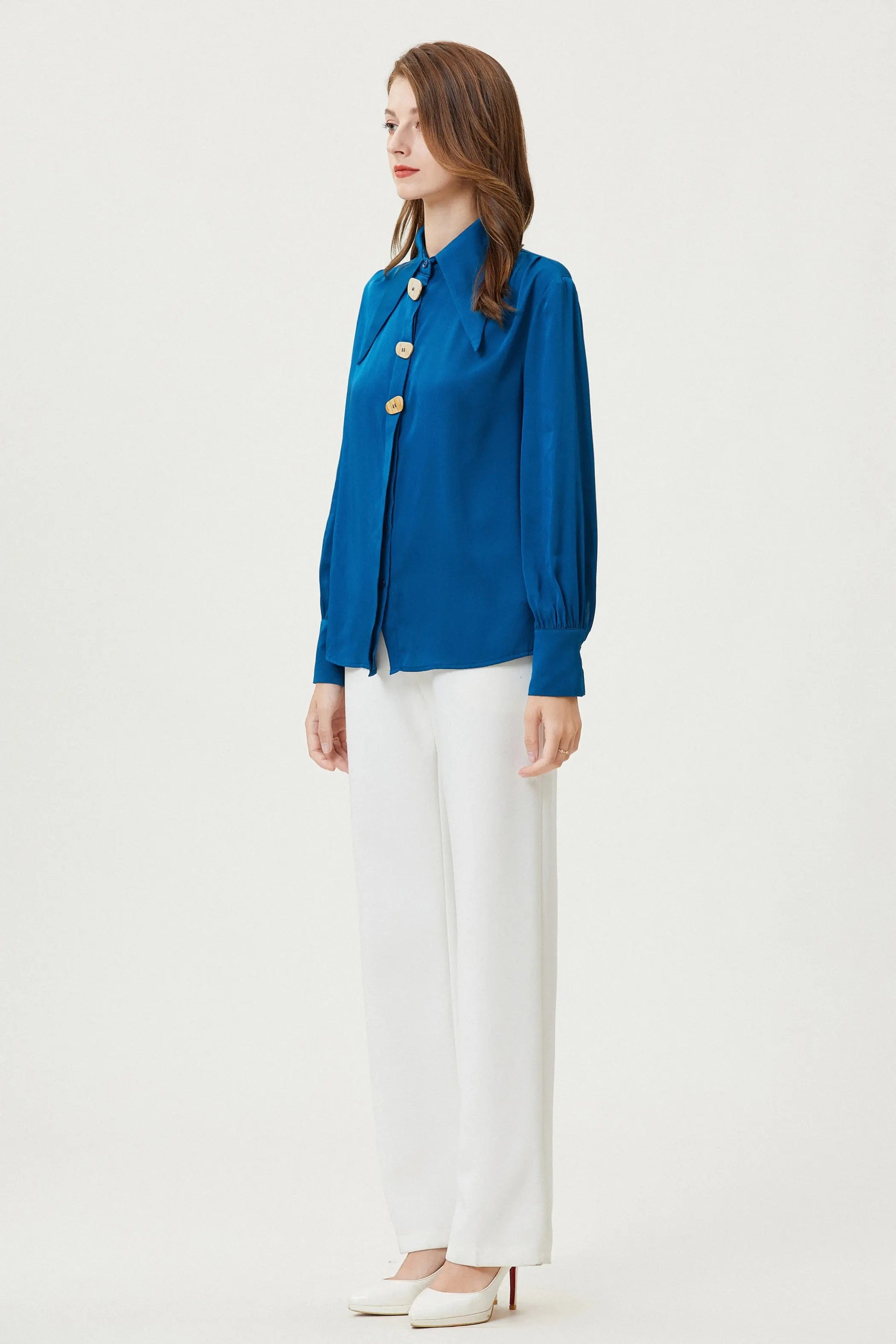 Fangyan | Delphinium Silk Shirt Fangyan