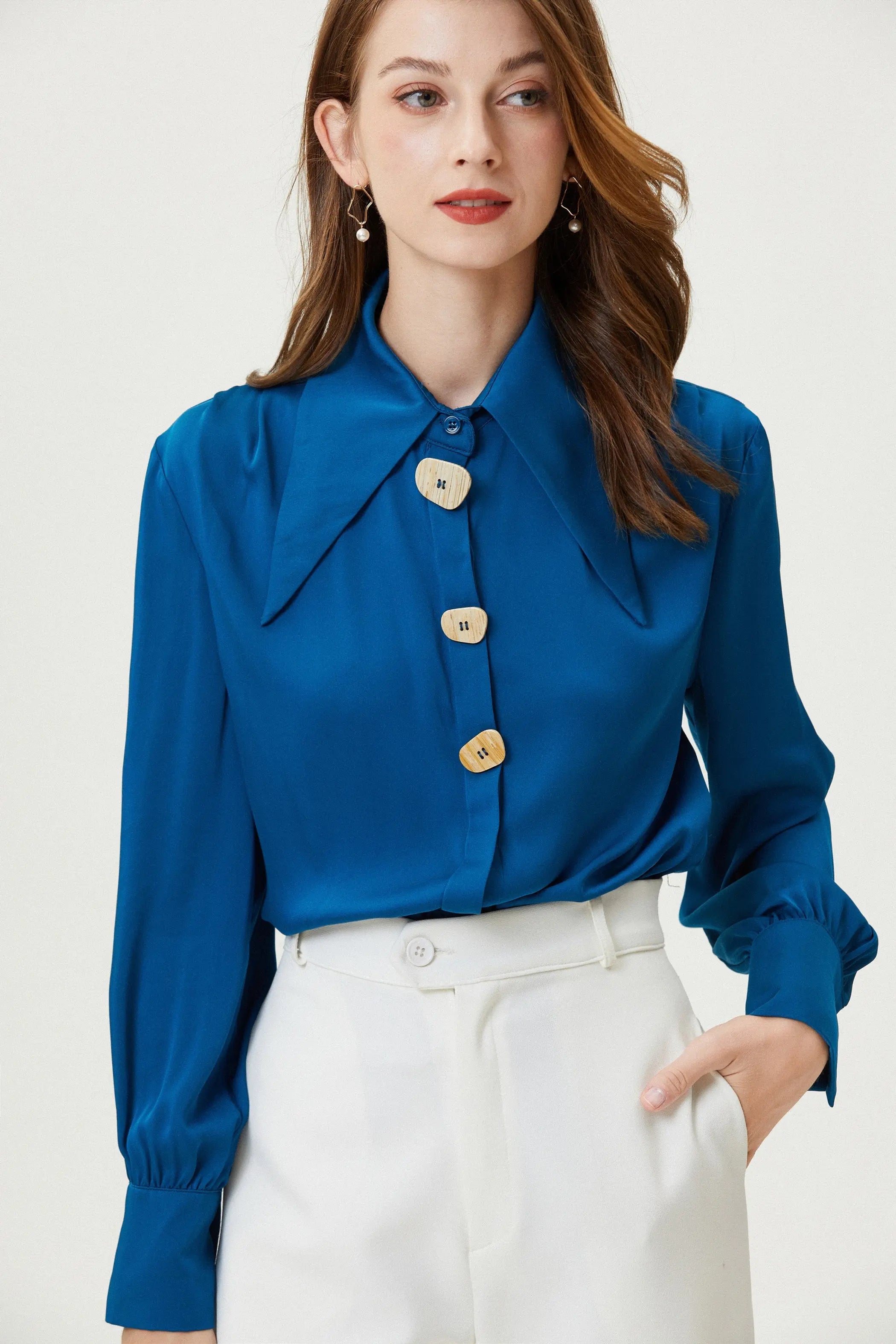 Fangyan | Delphinium Silk Shirt Fangyan