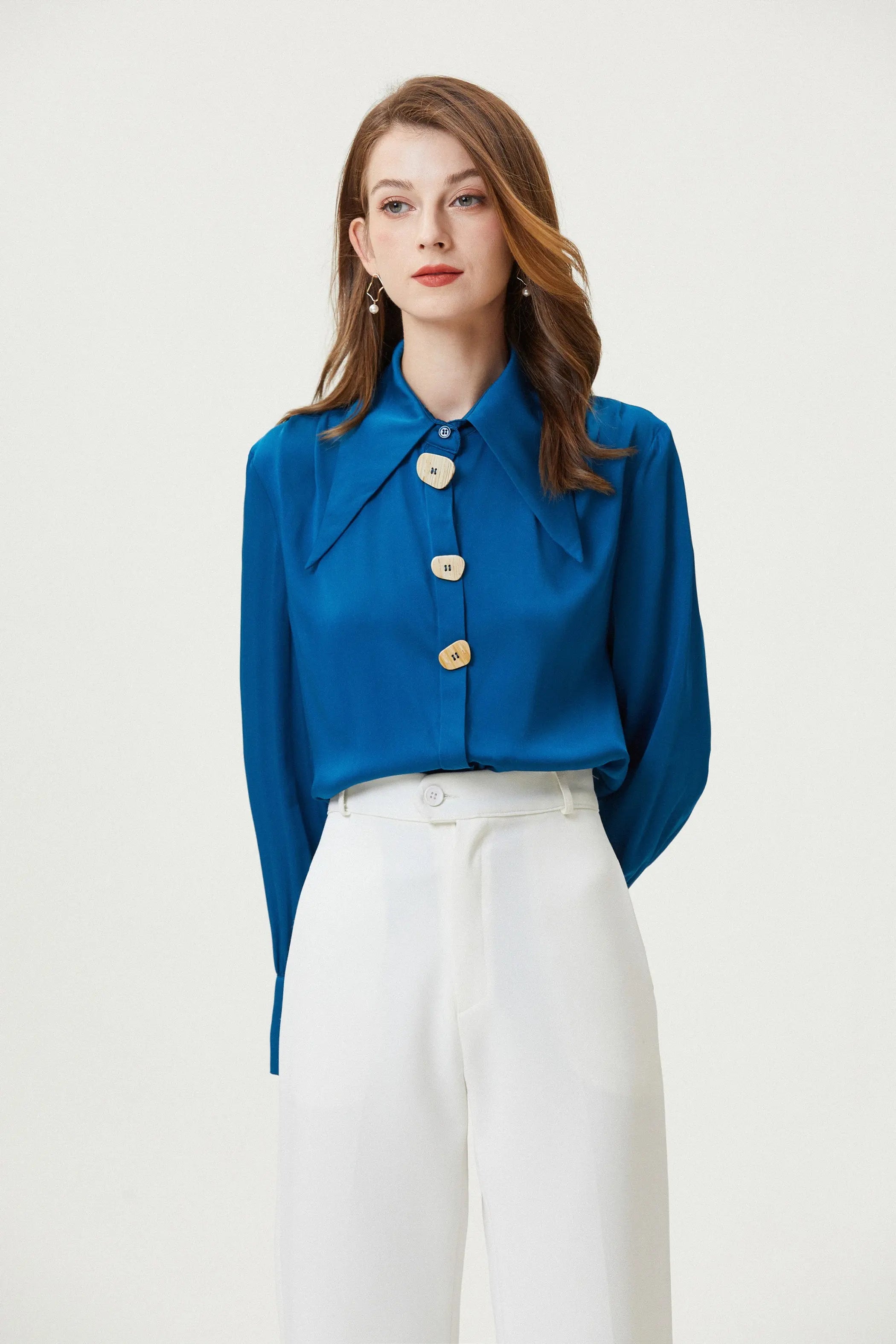 Fangyan | Delphinium Silk Shirt Fangyan