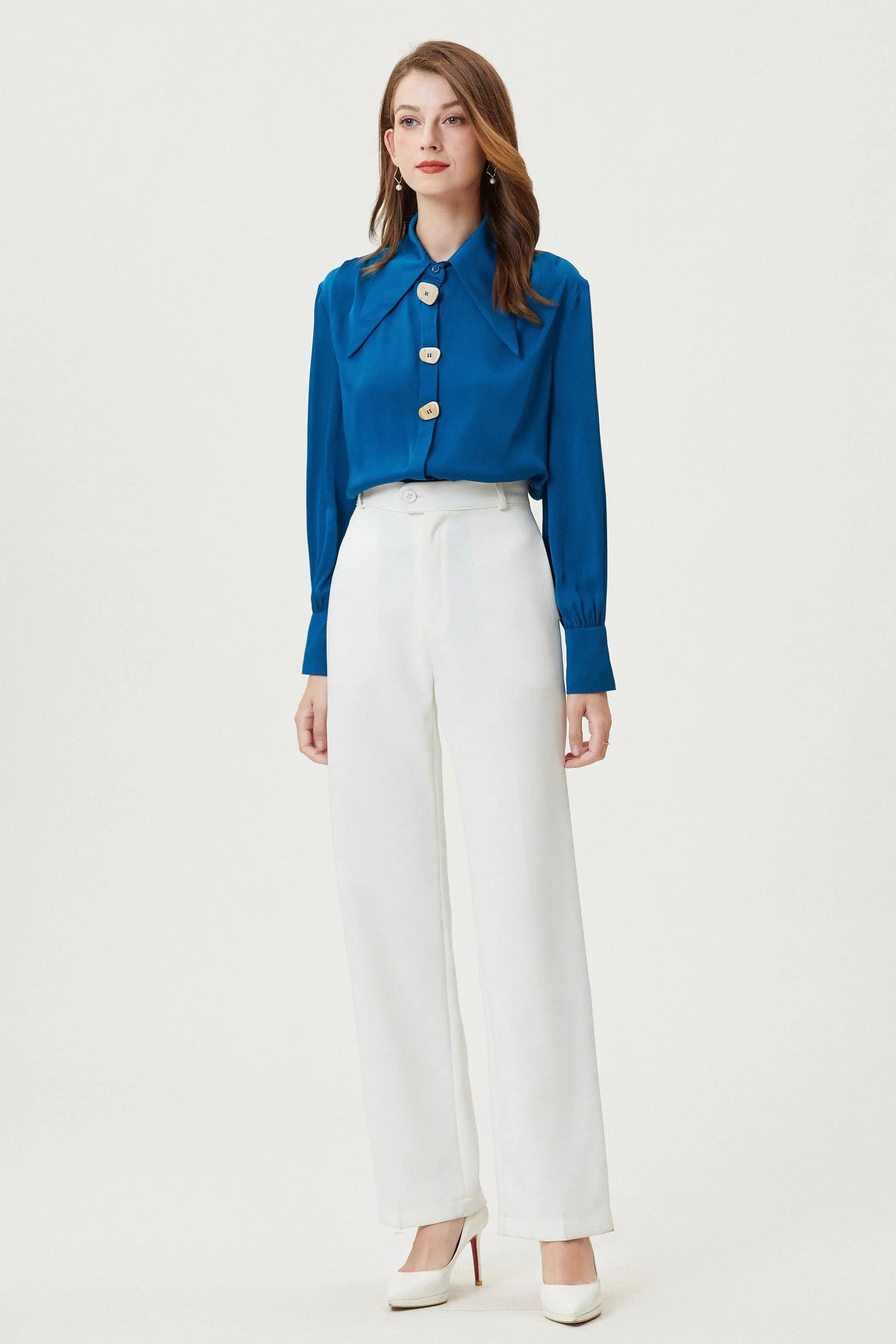 Fangyan | Delphinium Silk Shirt Fangyan