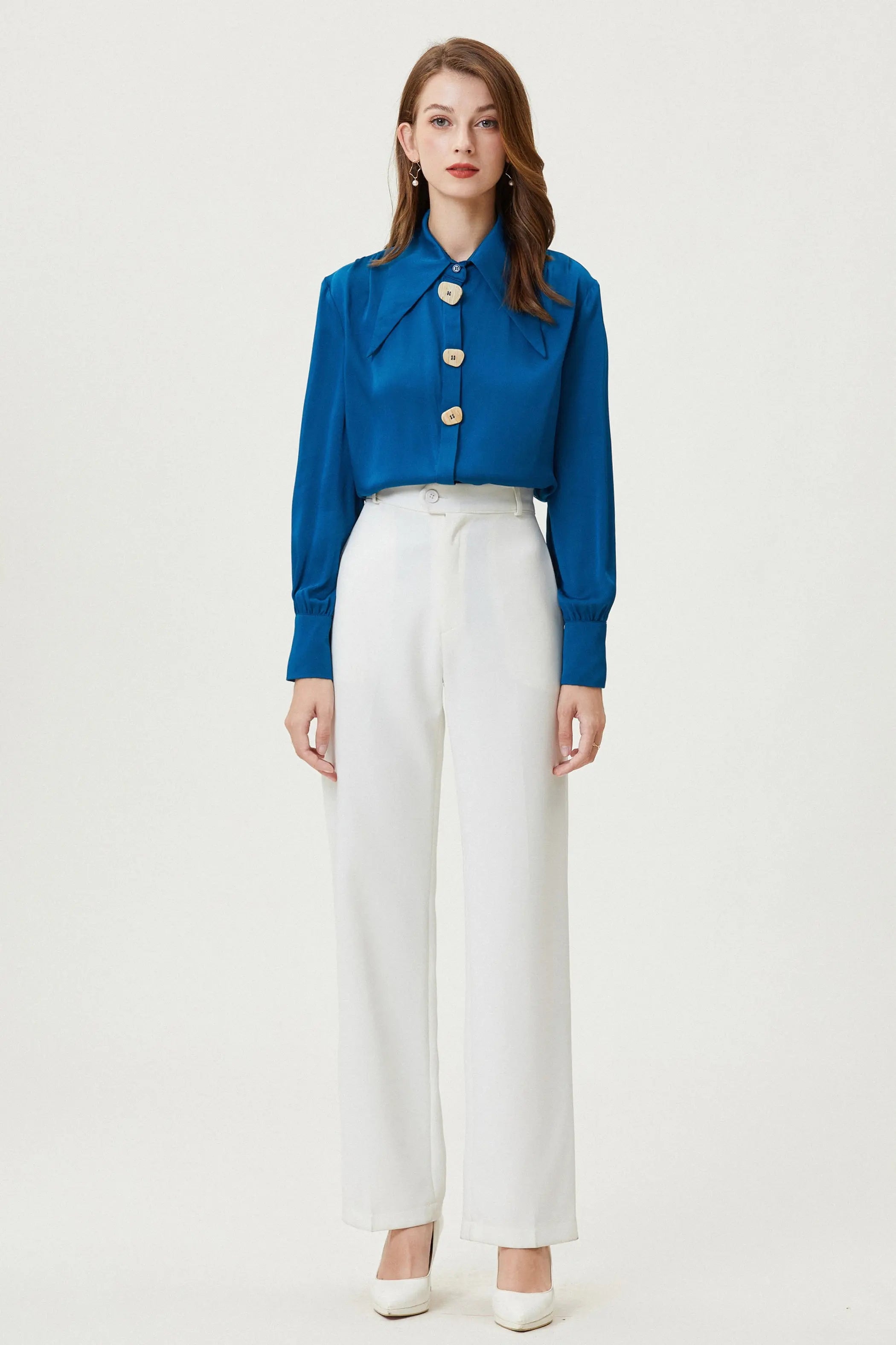 Fangyan | Delphinium Silk Shirt Fangyan