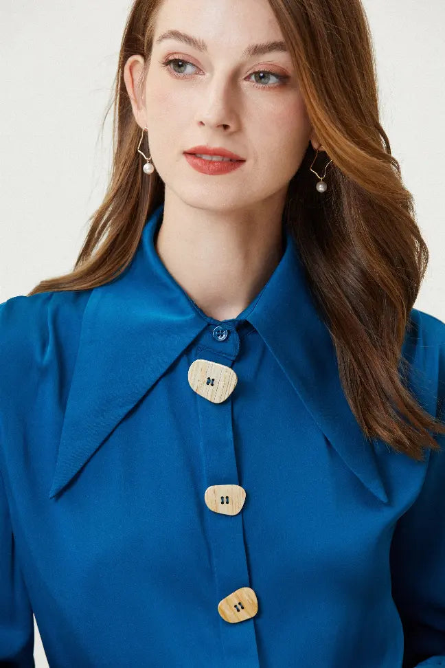 Fangyan | Delphinium Silk Shirt Fangyan