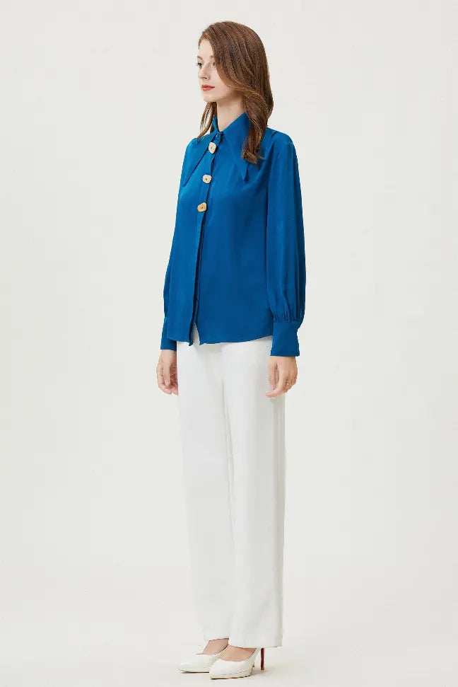 Fangyan | Delphinium Silk Shirt Fangyan