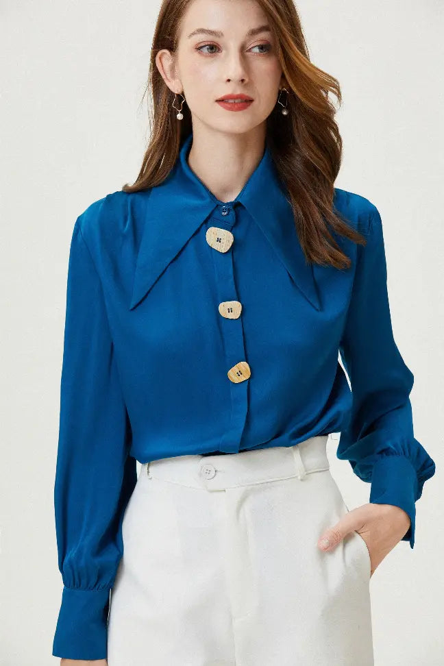 Fangyan | Delphinium Silk Shirt Fangyan