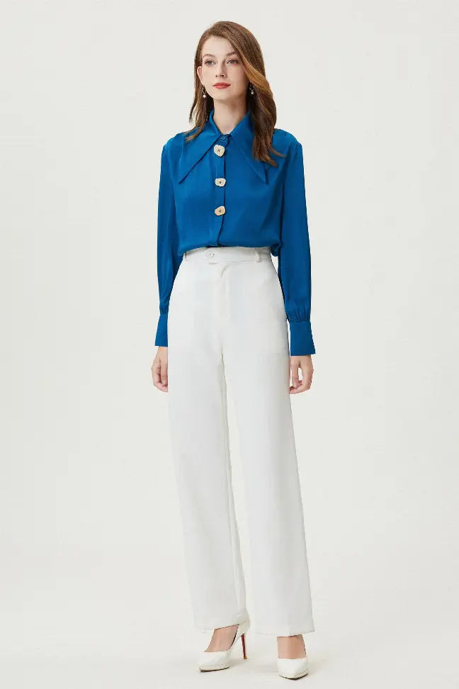 Fangyan | Delphinium Silk Shirt Fangyan