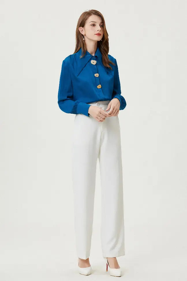 Fangyan | Delphinium Silk Shirt Fangyan