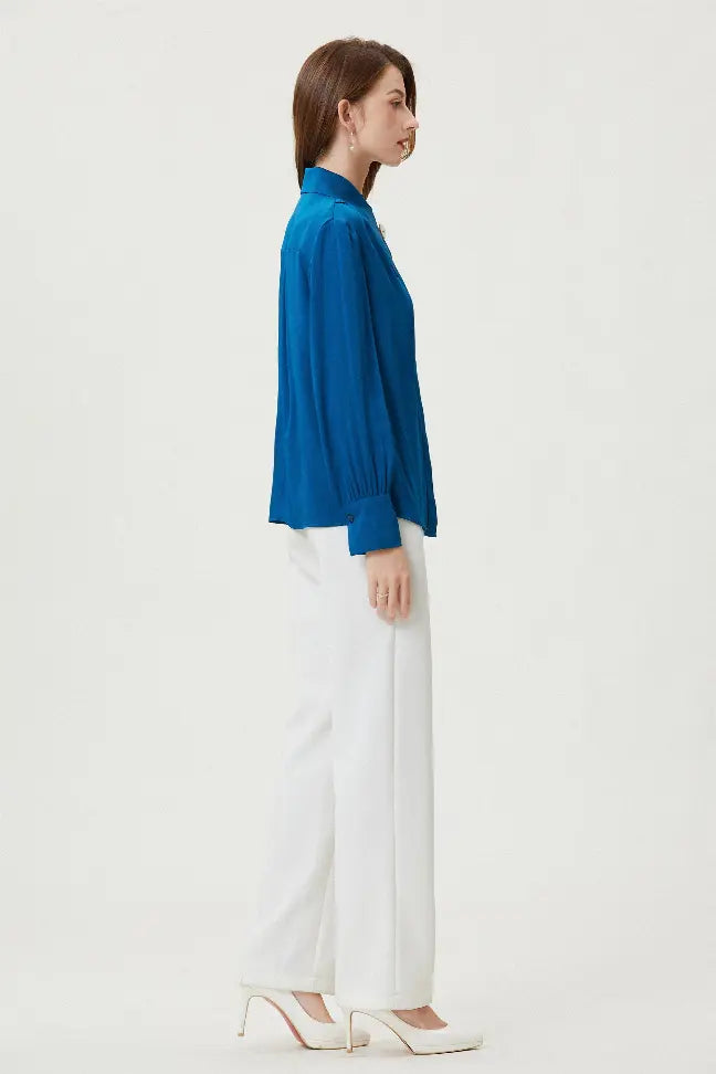 Fangyan | Delphinium Silk Shirt Fangyan