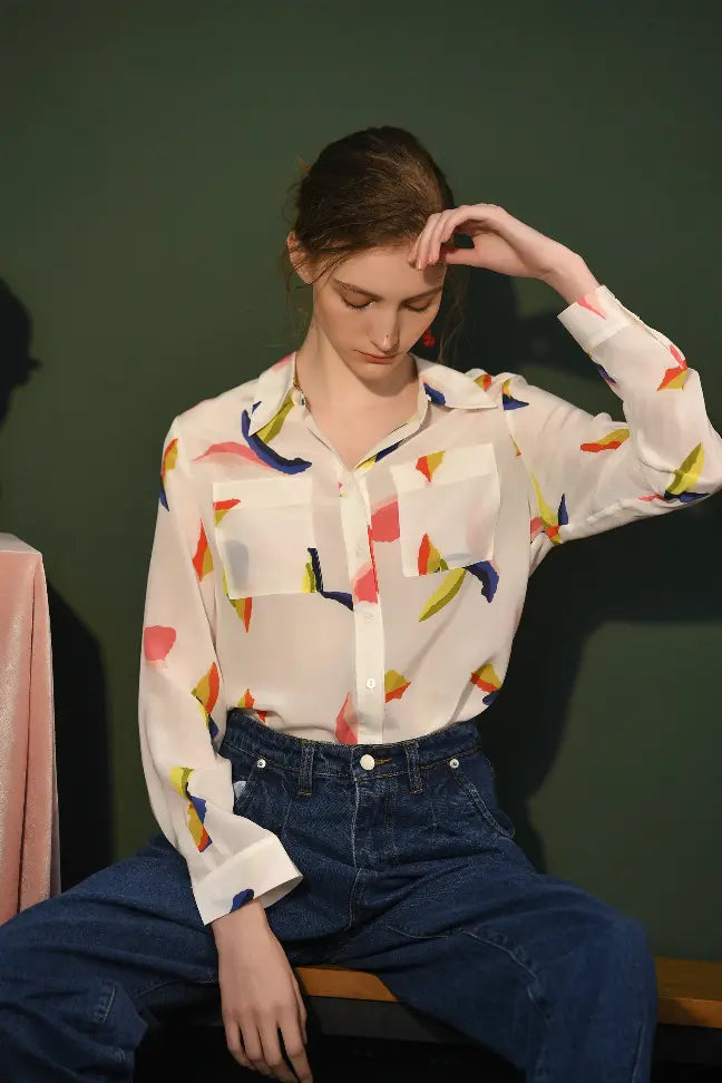 Fangyan | Pelican Silk Blouse Fangyan