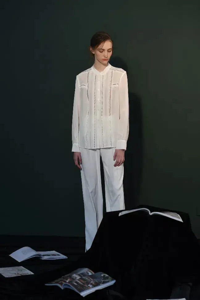 Fangyan| White Whale Silk Blouse Fangyan