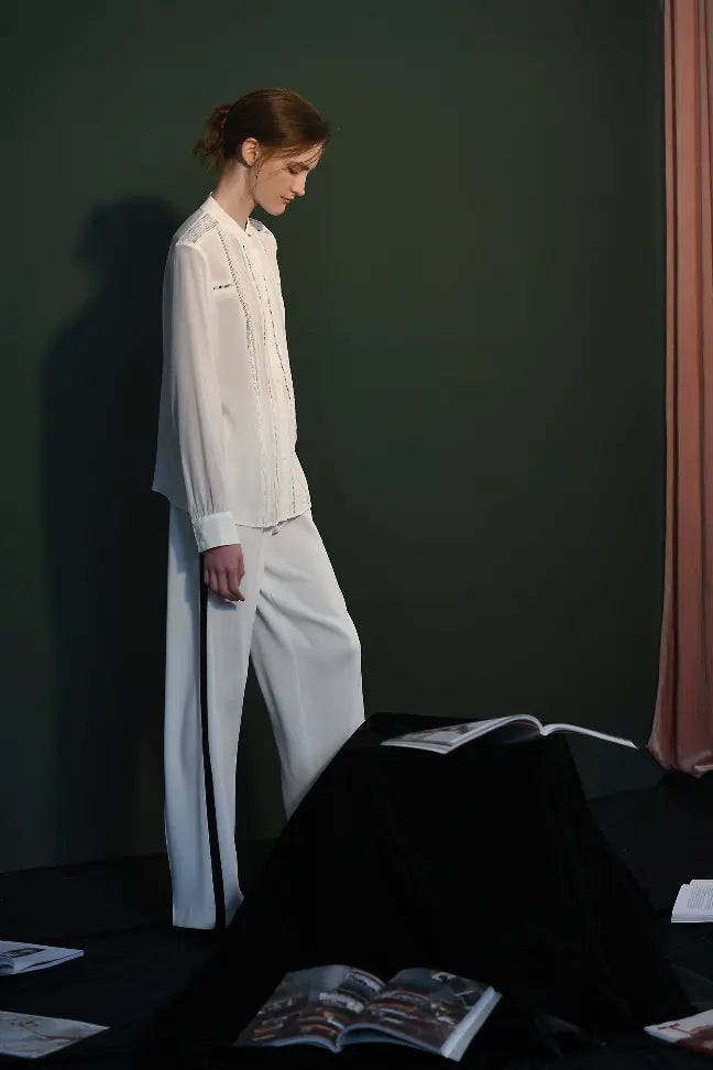 Fangyan| White Whale Silk Blouse Fangyan