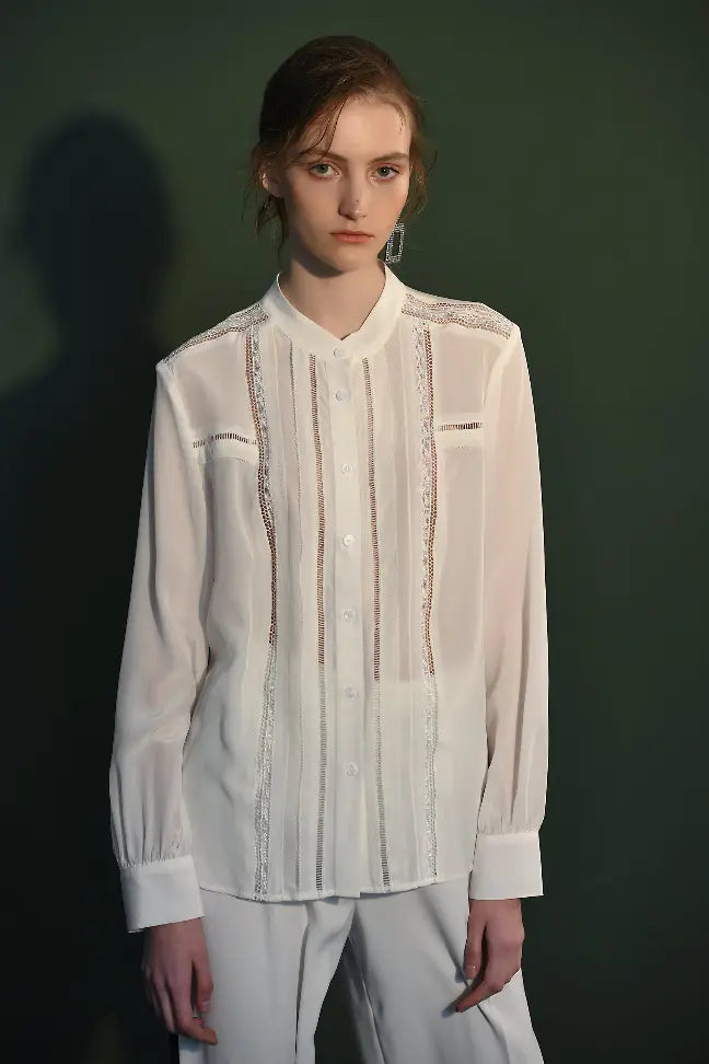 Fangyan| White Whale Silk Blouse Fangyan