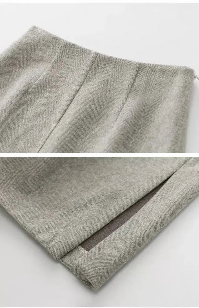 Fansilanen | Gray Woolen Skirt Fangyan