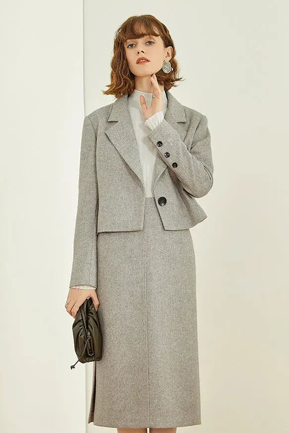 Fansilanen | Gray Woolen Skirt Fangyan