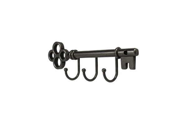 FantasHome Classic Key Design Wall Mounted Hook Rack with 3 Hooks - Black FantasHome
