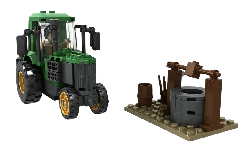 Farm Tractor and Well Building Brick Kit (178 pcs) Texas Toy Distribution