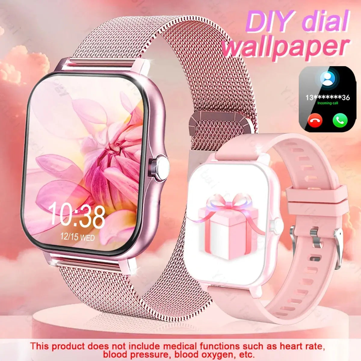 Fashion Smart Watch, Equipped with 1.83-inch HD Display, Wireless Call and Voice Assistant-fitness Tracker, USB Charging. GreatEagleInc