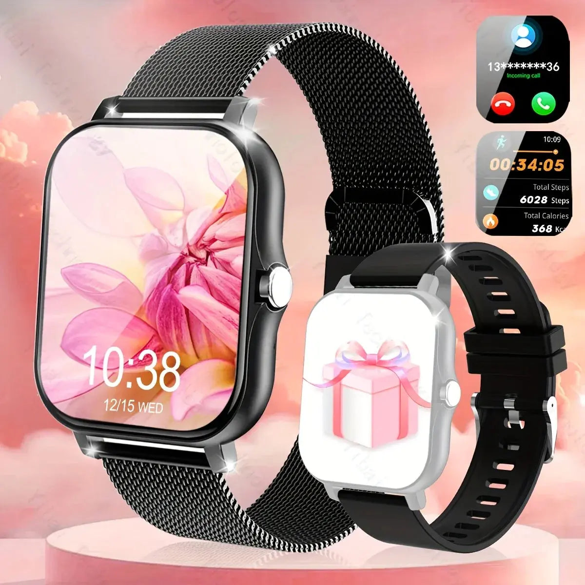 Fashion Smart Watch, Equipped with 1.83-inch HD Display, Wireless Call and Voice Assistant-fitness Tracker, USB Charging. GreatEagleInc