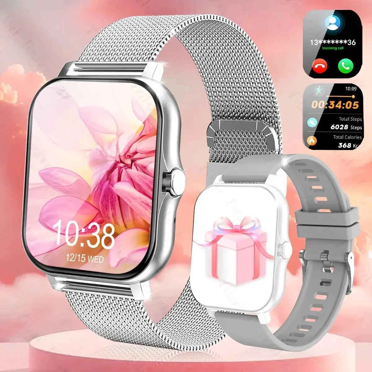 Fashion Smart Watch, Equipped with 1.83-inch HD Display, Wireless Call and Voice Assistant-fitness Tracker, USB Charging. GreatEagleInc
