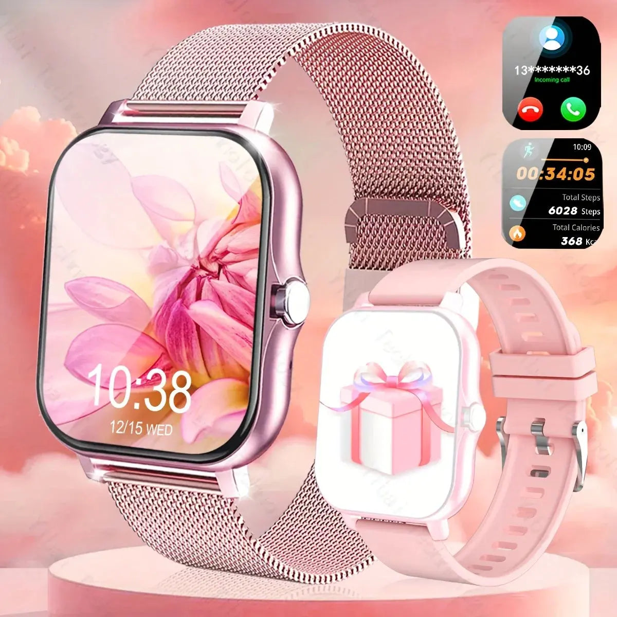 Fashion Smart Watch, Equipped with 1.83-inch HD Display, Wireless Call and Voice Assistant-fitness Tracker, USB Charging. GreatEagleInc