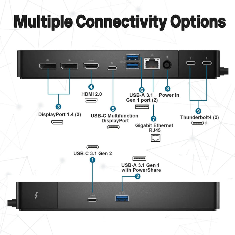 Fast Ship Dell WD22TB4 180W Docking Station Thunderbolt 4 USB-C Hub Dual 8K 4K Monitor for Dell Latitude 7000 USA GreatEagleInc