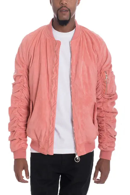 Faux Suede Tagged Bomber WEIV