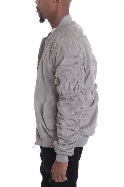Faux Suede Tagged Bomber WEIV