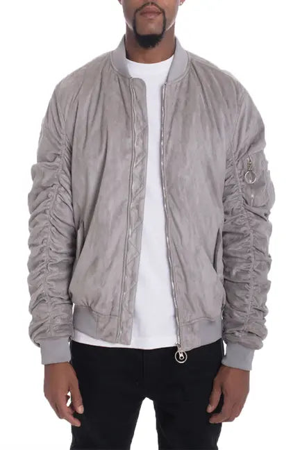 Faux Suede Tagged Bomber WEIV